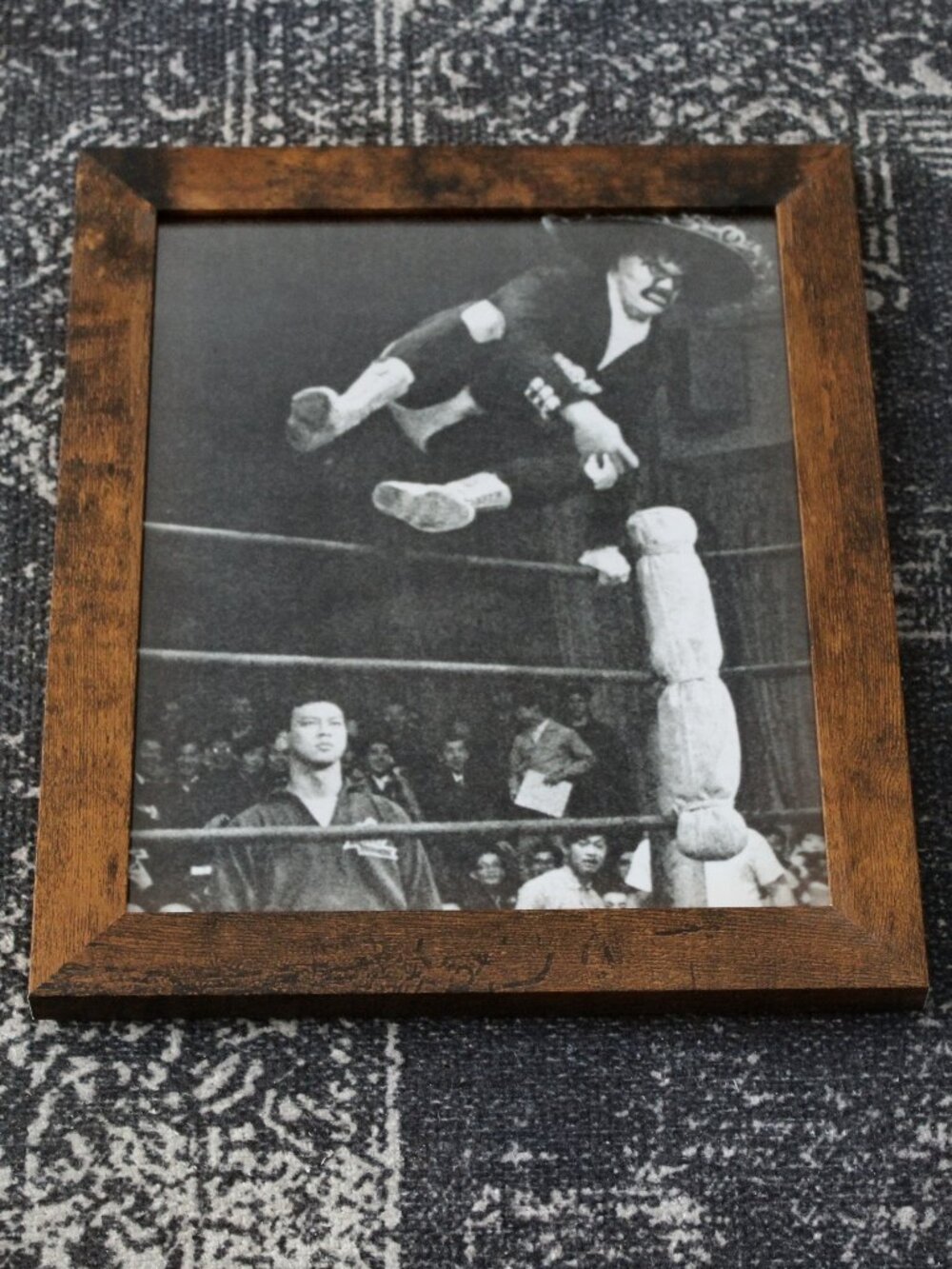 Framed 8x10 Vintage Mexican Lucha Libre in Japan Photo - Sports Art Decor